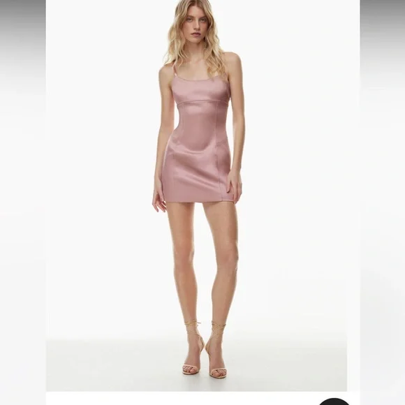 Aritzia Pink Satin Dress - LIKE NEW - Picture 2 of 5